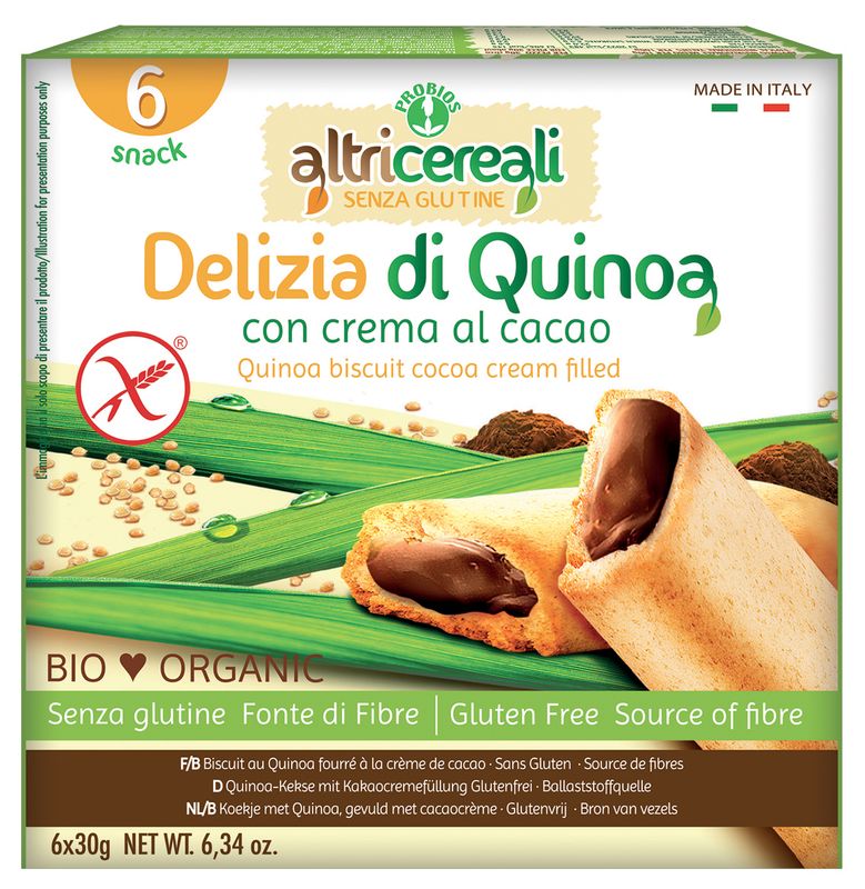 Probios Altricereali Delizia di Quinoa con crema al cacao biscotti senza glutine 180g-1