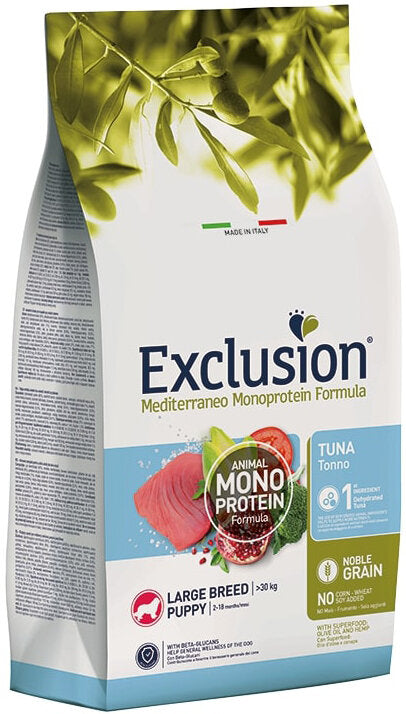 Exclusion Mediterraneo Noble Grain Puppy Tuna Large Breed Crocchette Per Cani Cuccioli Taglia Grande Sacco 12kg-1