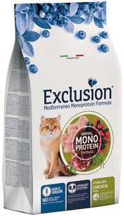 Exclusion Mediterraneo Monoprotein Noble Grain Cibo Secco Pollo Per Gatti Adulti Sterilizzati 12kg-1