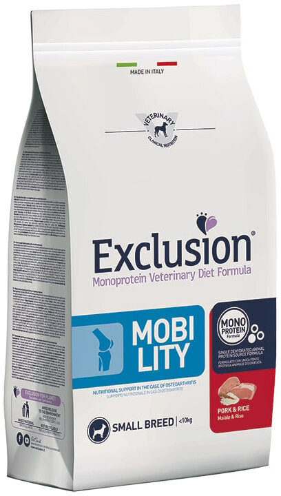 Exclusion Monoprotein Veterinary Diet Formula Mobility Cibo Secco Maiale E Riso Per Cani Taglia Piccola 2kg-1