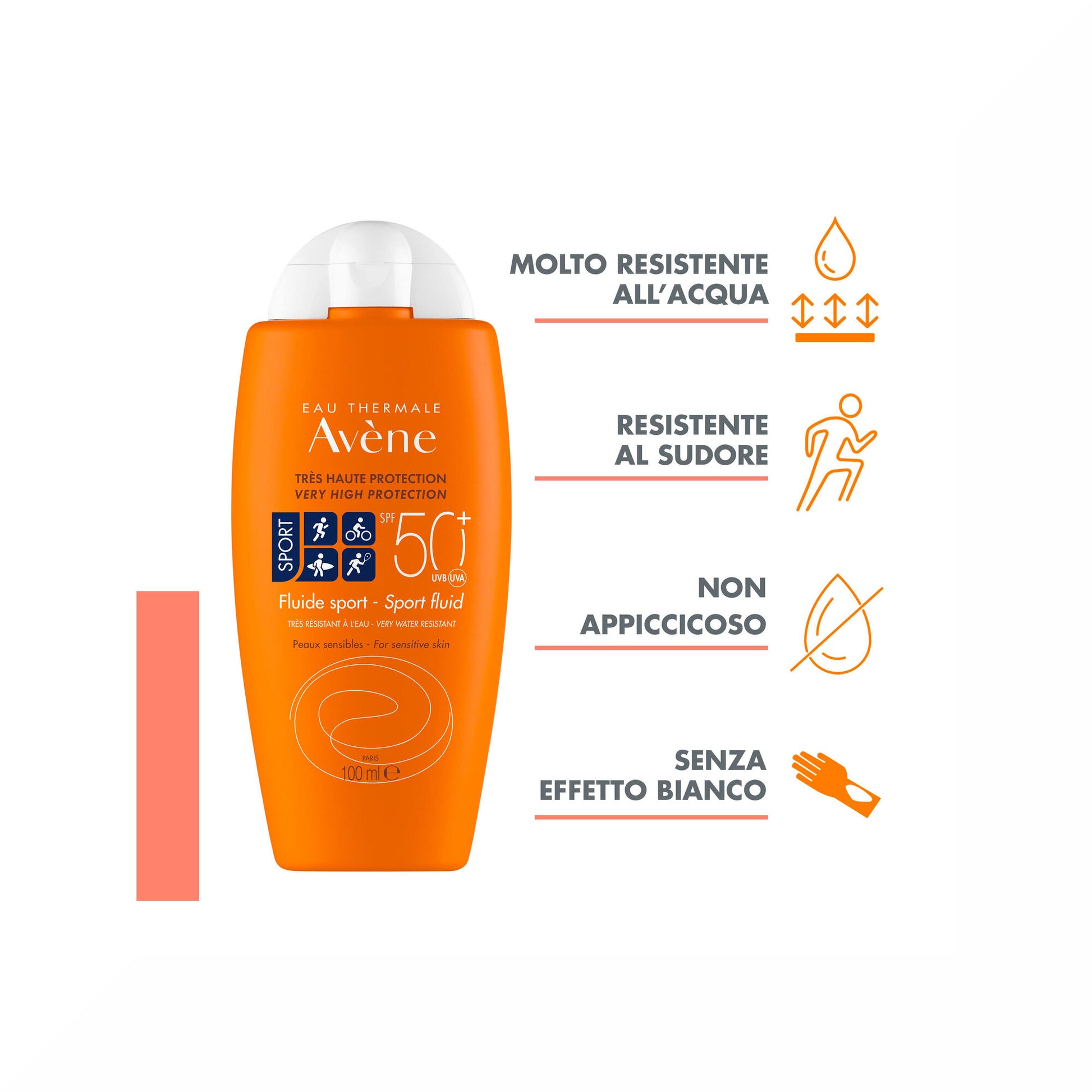 Eau Thermale Avene Protezione Solare Molto Alta Fluido Sport SPF 50+ 100ml-8