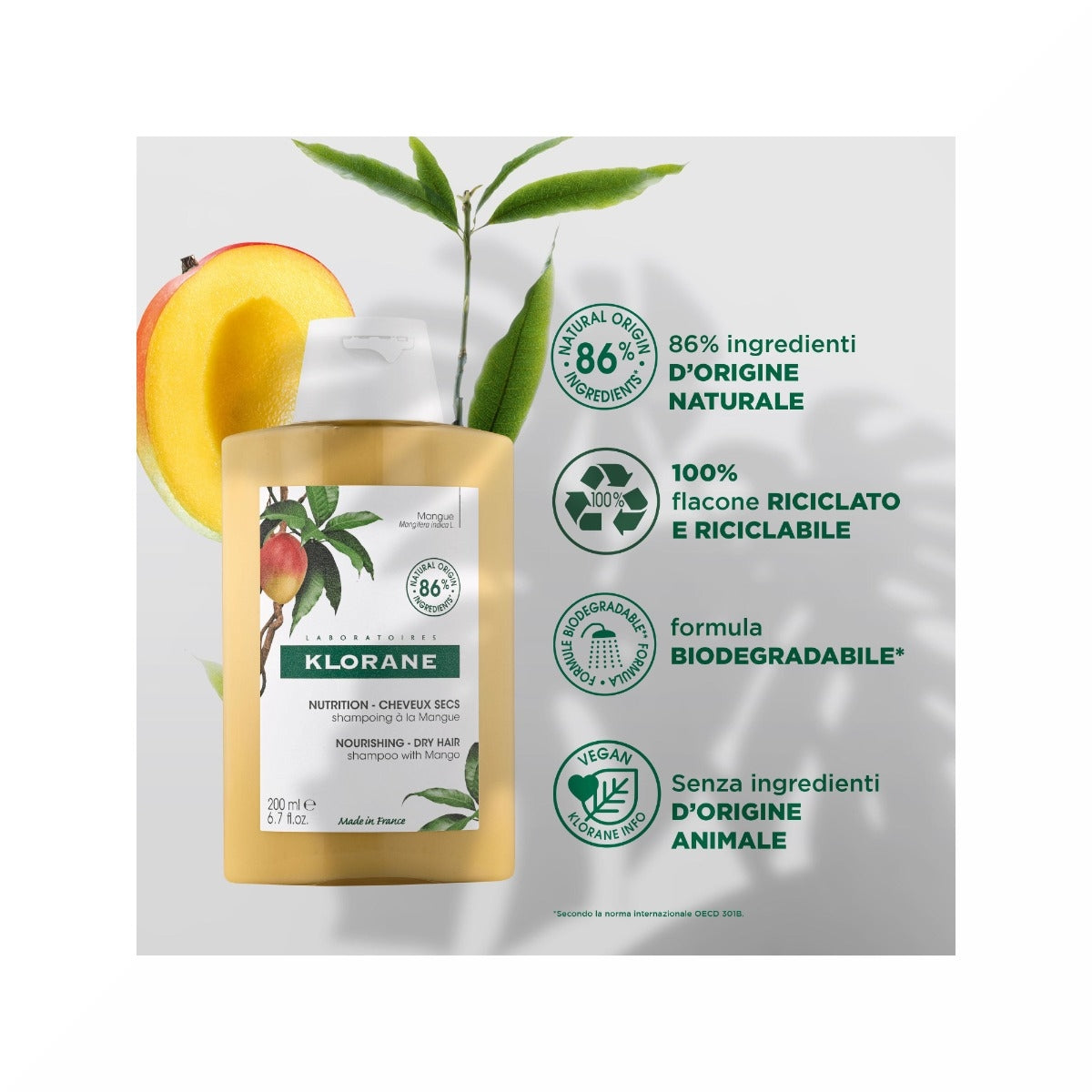 Klorane Shampoo al burro di Mango capelli secchi 200ml-2