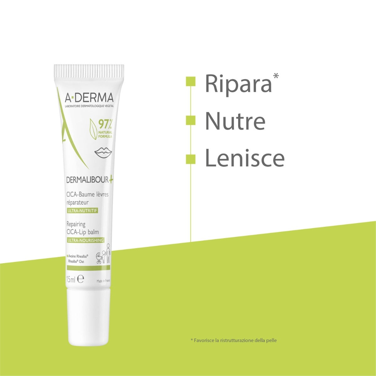 A-Derma Dermalibour+ Cica balsamo labbra ristrutturante 15ml-11