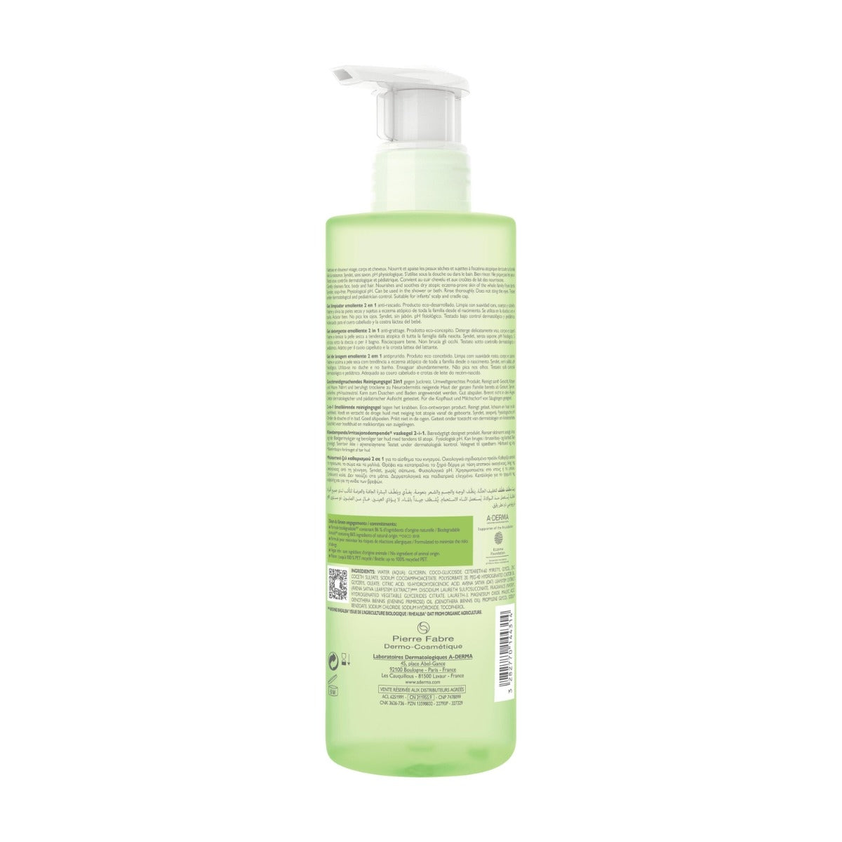 A-Derma Exomega Control gel detergente emolliente 2 in 1 corpo e capelli pelle secca 500ml-11