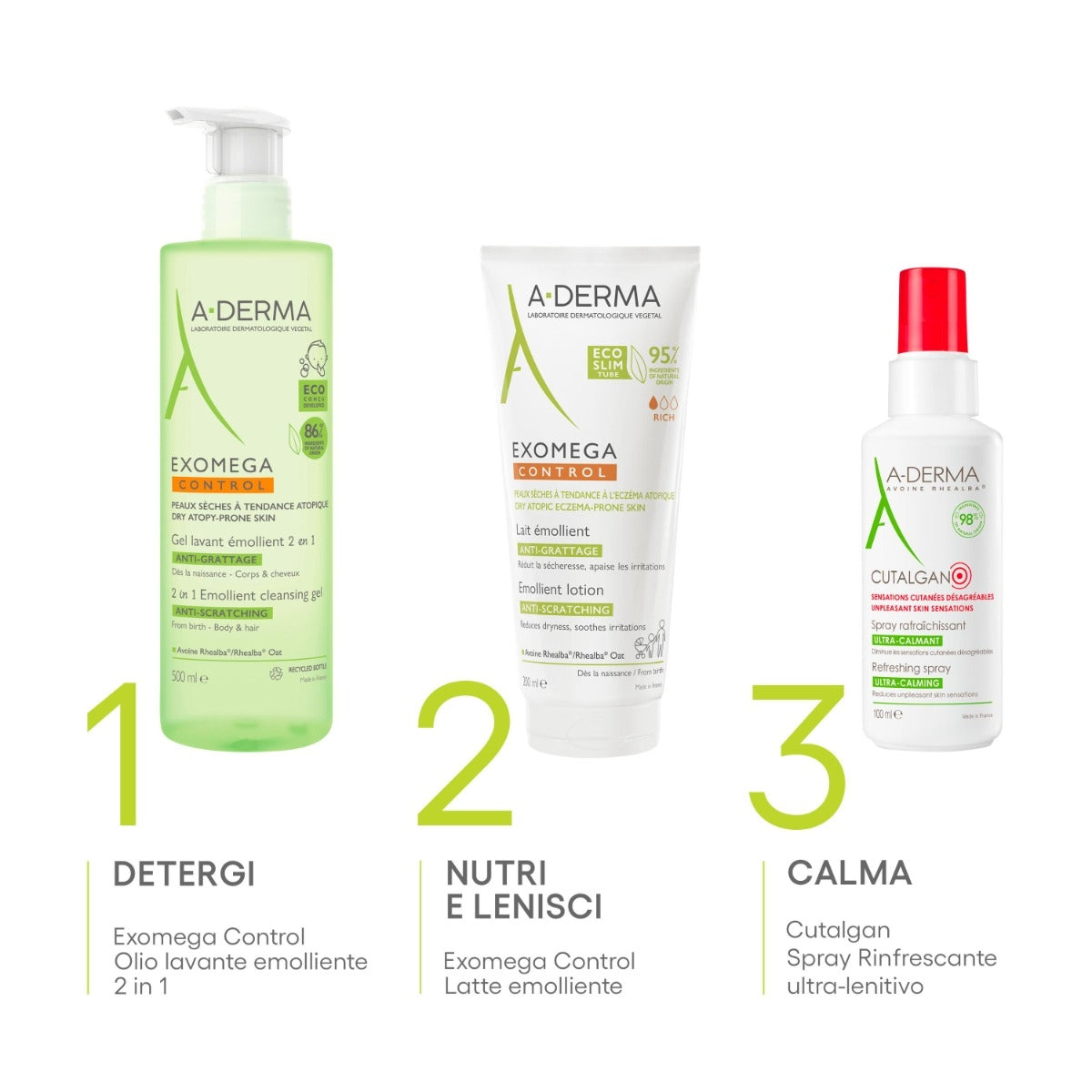 A-Derma Exomega Control gel detergente emolliente 2 in 1 corpo e capelli pelle secca 500ml-15