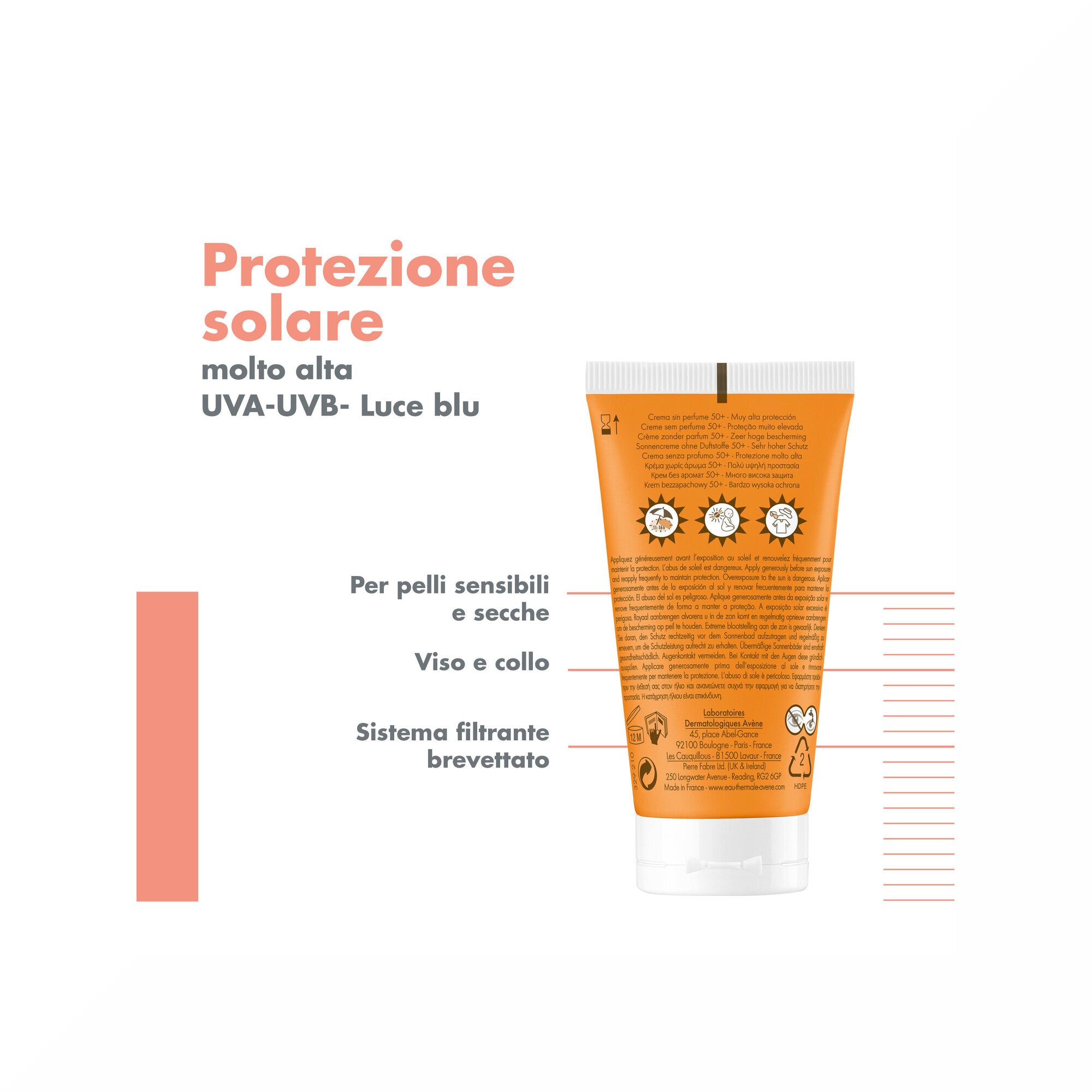 Avène Crema Senza Profumo SPF 50+ Solare Viso 50ml-6