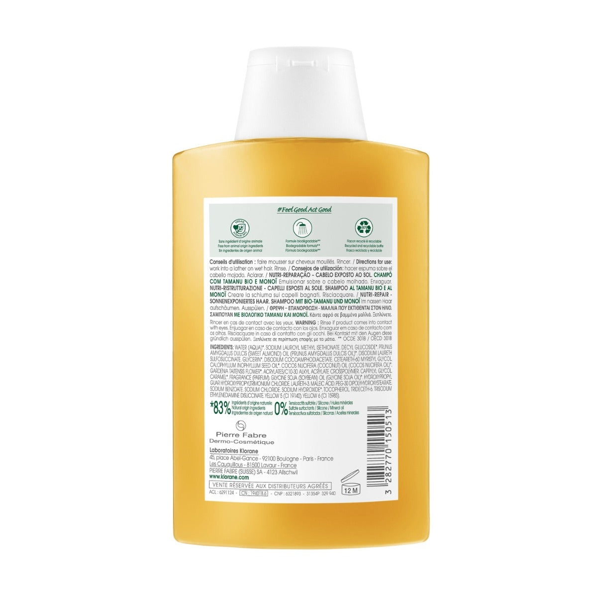 Klorane Shampoo Nutritivo per capelli esposti al sole al Tamanu Bio e Monoï 200ml-3
