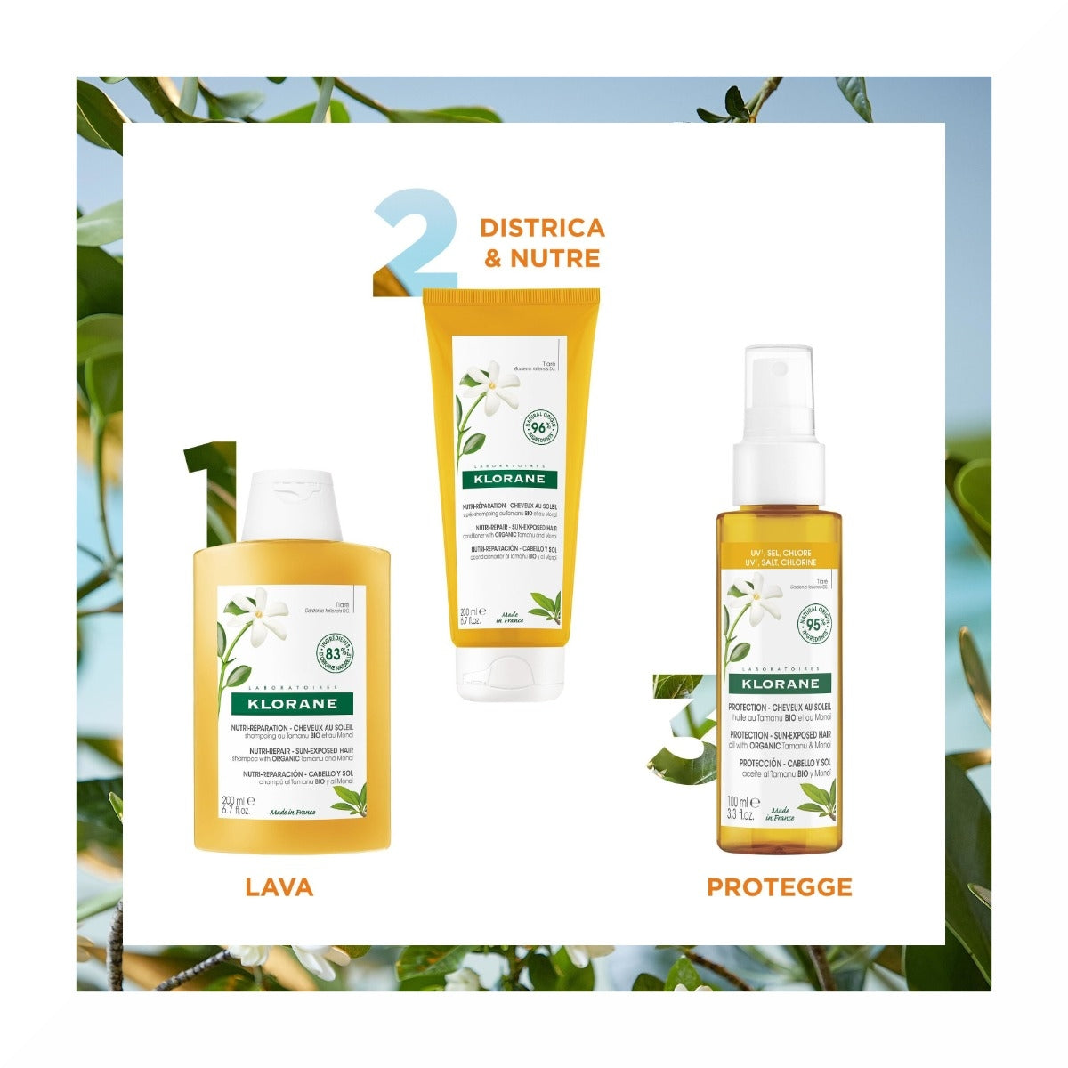 Klorane Shampoo Nutritivo per capelli esposti al sole al Tamanu Bio e Monoï 200ml-5
