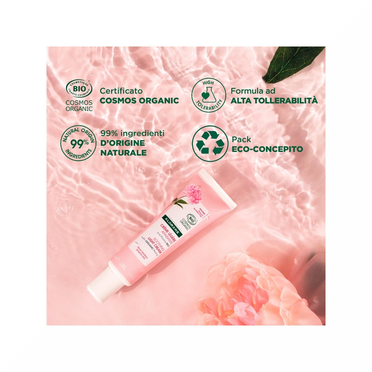 Klorane Crema Leggera Lenitiva alla Peonia Bio Pelle Sensibile 40ml-1
