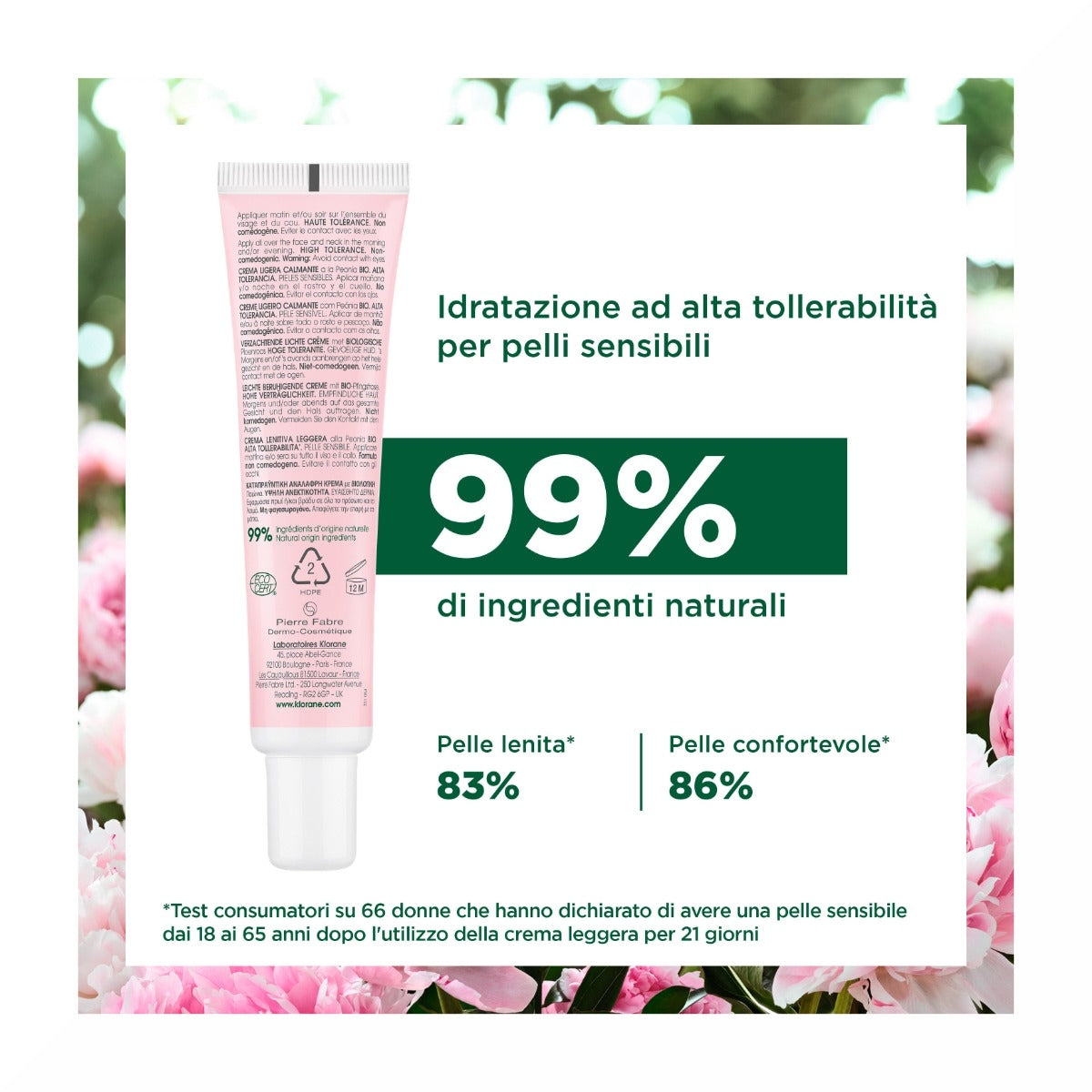 Klorane Crema Leggera Lenitiva alla Peonia Bio Pelle Sensibile 40ml-2