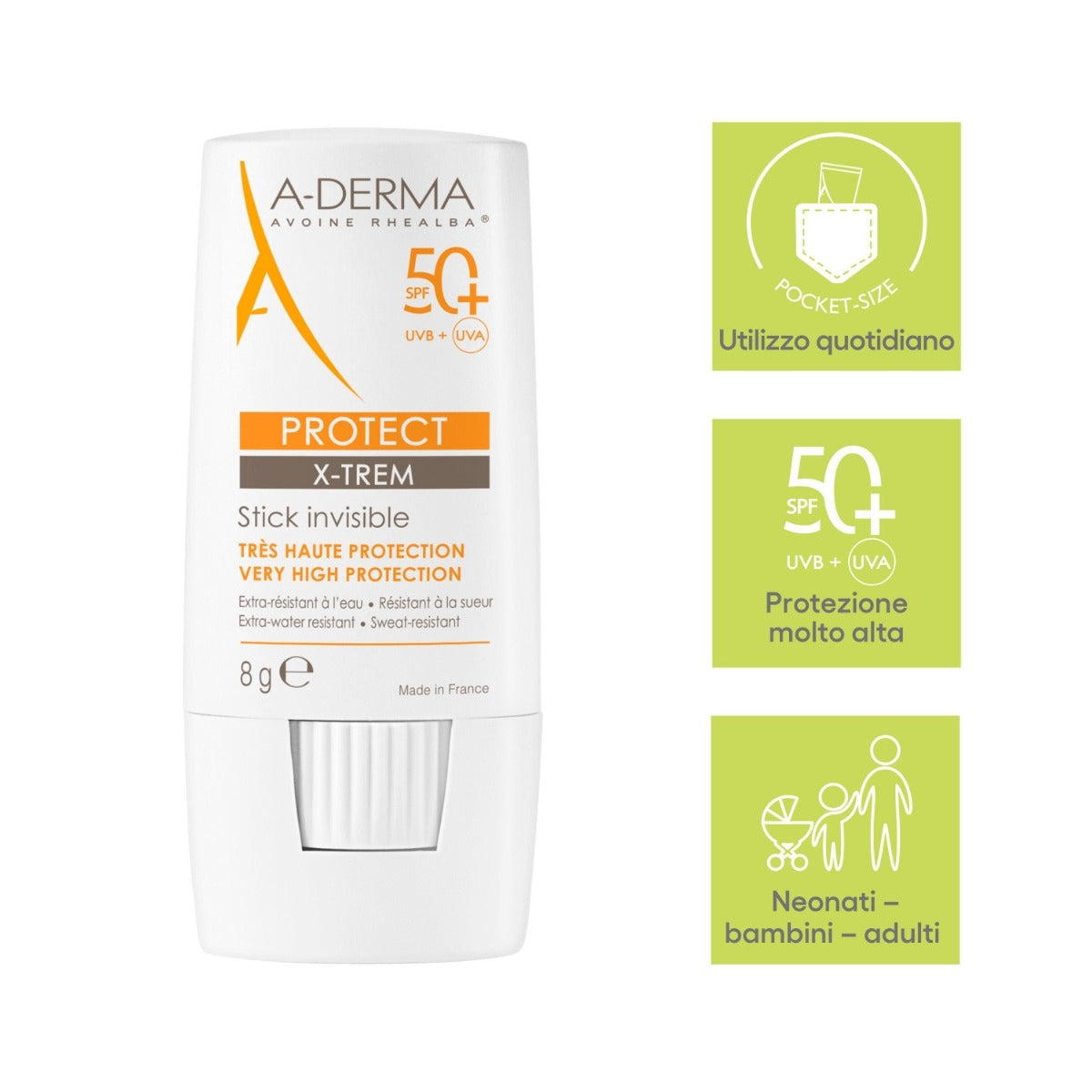 A-Derma Protect X-Trem Stick Invisible SPF50+ protezione molto alta-5