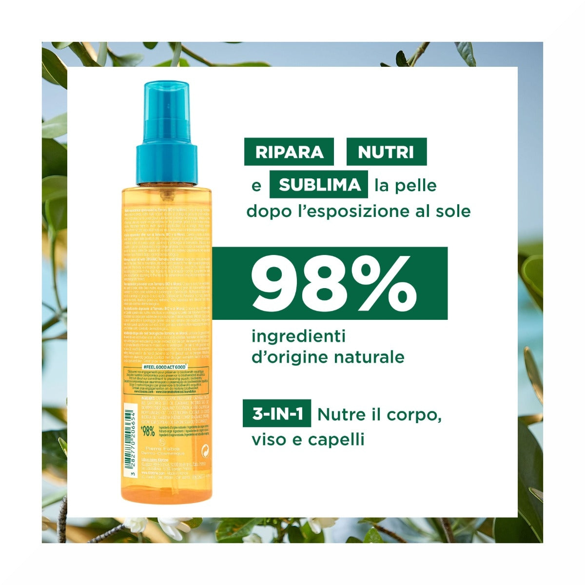 Klorane Olio Riparatore Doposole al Tamanu Bio & Monoi viso e corpo 150ml-6