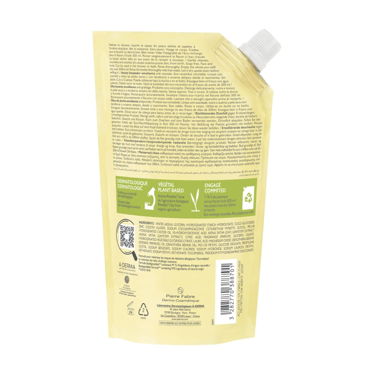 A-Derma Exomega Control Olio Lavante Emolliente Ricarica 500ml-1