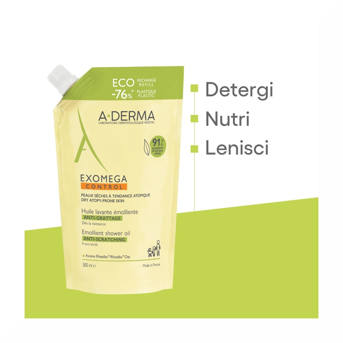 A-Derma Exomega Control Olio Lavante Emolliente Ricarica 500ml-3