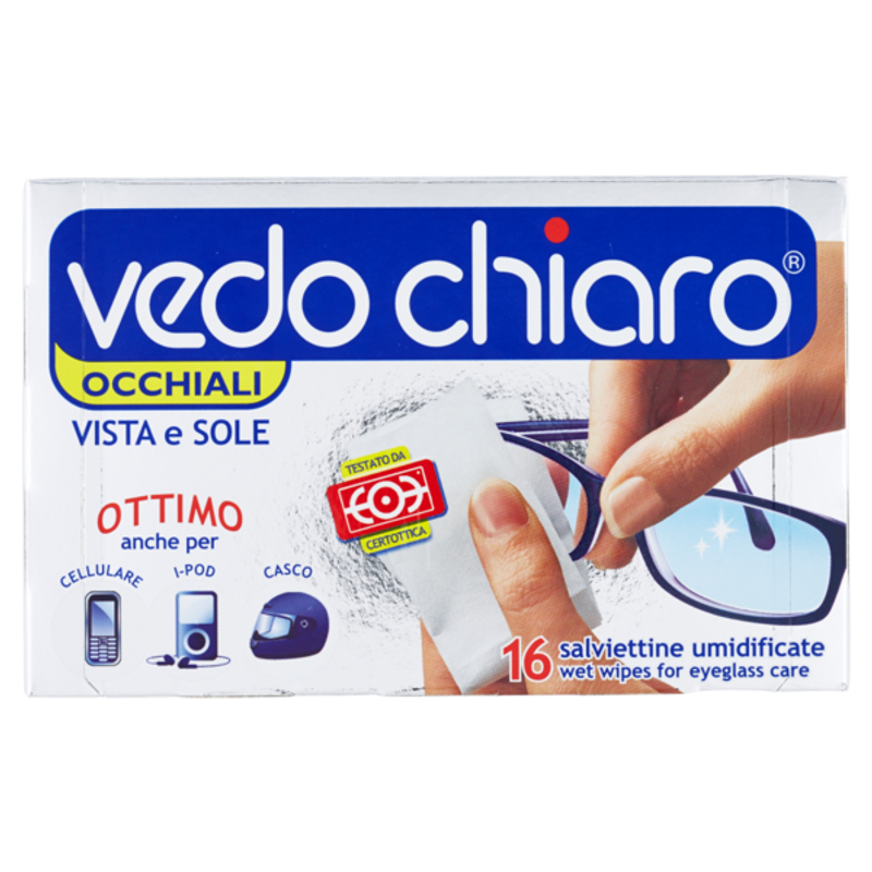 Vedo Chiaro Salviettine Umidificate per Occhiali da Vista e da Sole 16 pezzi-1