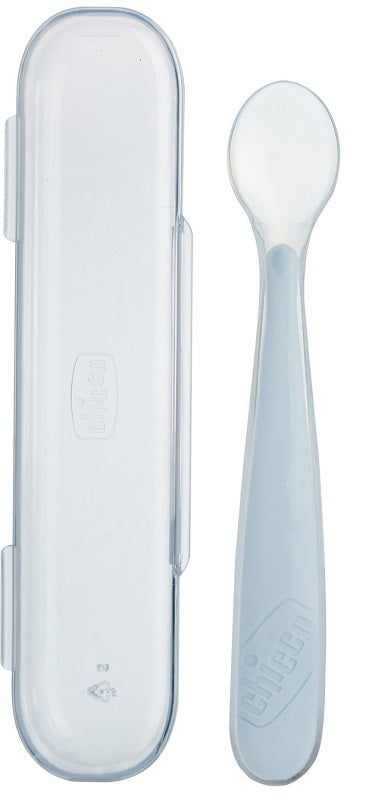 Chicco Cucchiaio Silicone con Case Grigio 6 Mesi+