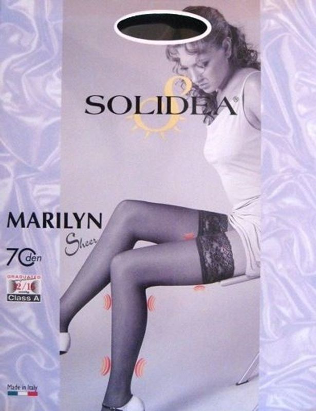 Calza autoreggente 70 denari a maglia liscia SOLIDEA Marilyn colore Nero taglia 2M-1