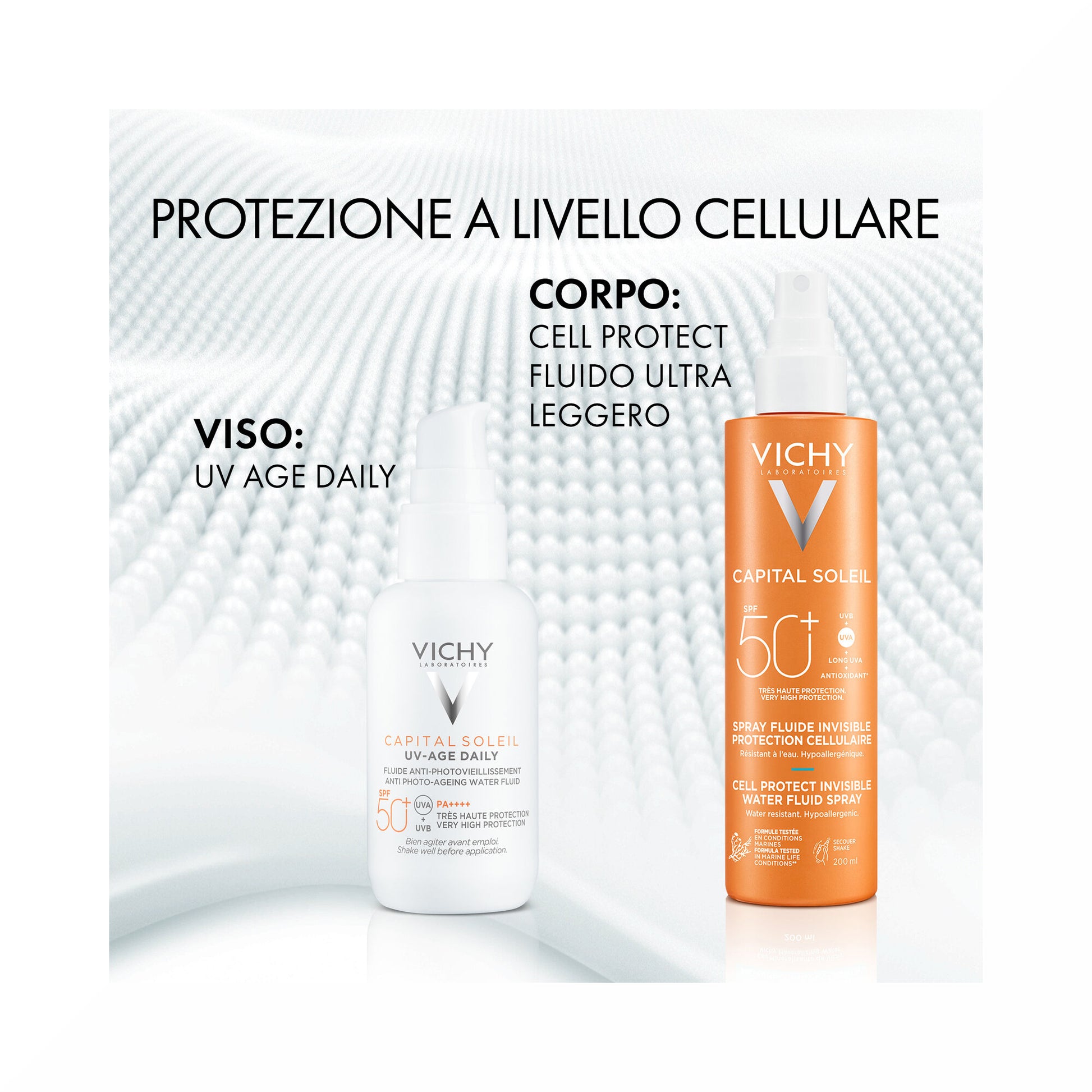 Vichy Capital Soleil Cell Protect Fluido Ultra Leggero Spray Protezione Alta SPF50 200 ml-9