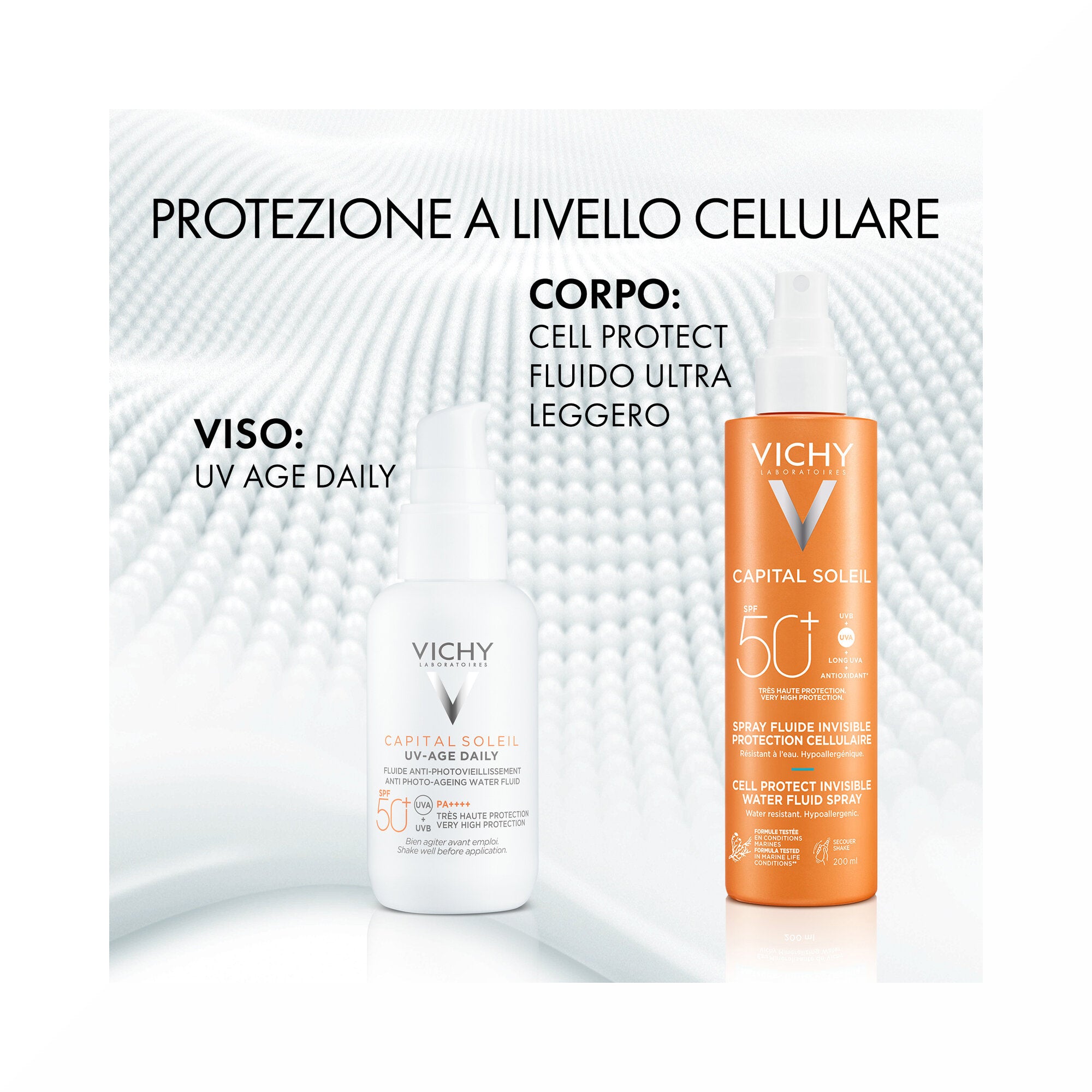 Vichy Capital Soleil Cell Protect Fluido Ultra Leggero Spray Protezione Alta SPF50 200 ml-9