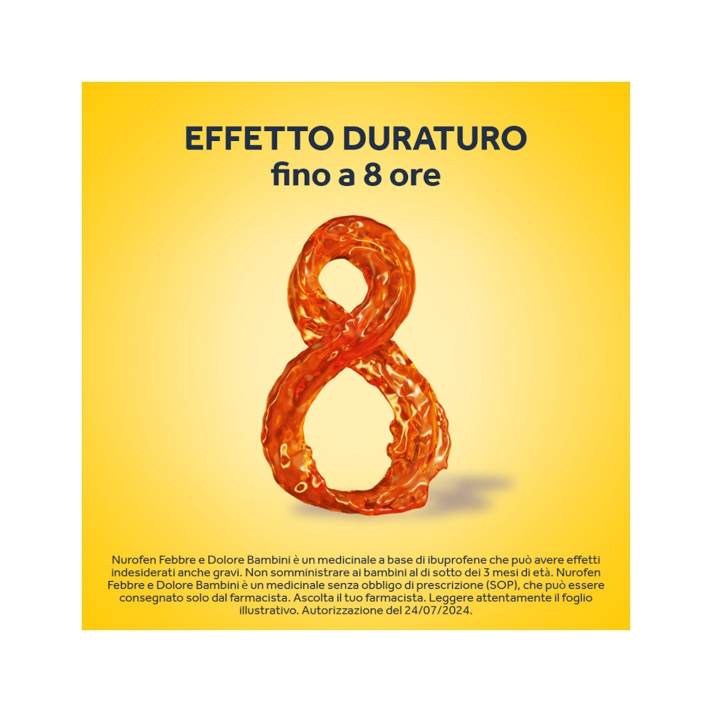 Nurofen Febbre e dolore per bambini uso 100 mg/ 5 ml orale gusto fragola 150ml con siringa dosatrice-13