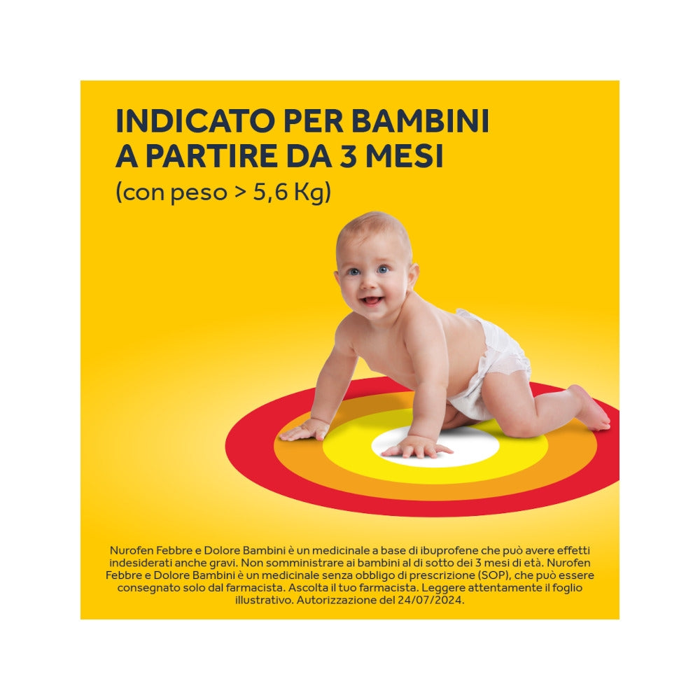 Nurofen Febbre e dolore per bambini uso 100 mg/ 5 ml orale gusto fragola 150ml con siringa dosatrice-15