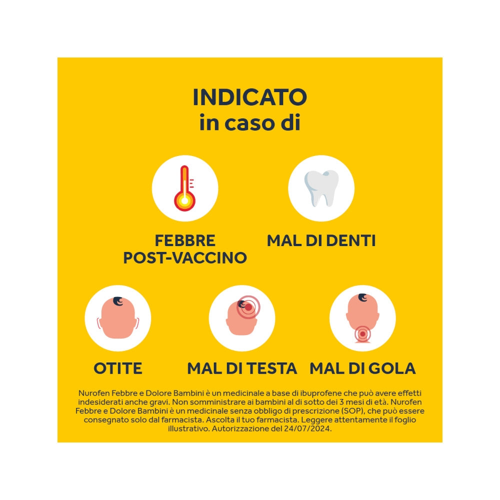 Nurofen Febbre e dolore per bambini uso 100 mg/ 5 ml orale gusto fragola 150ml con siringa dosatrice-17