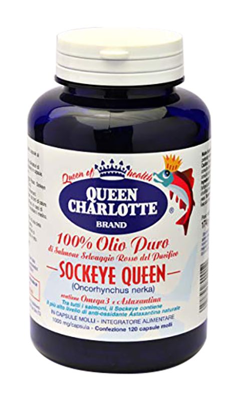 Queen Charlotte Sockeye Queen Olio Puro di Salmone Rosso del Pacifico 120 capsule-0