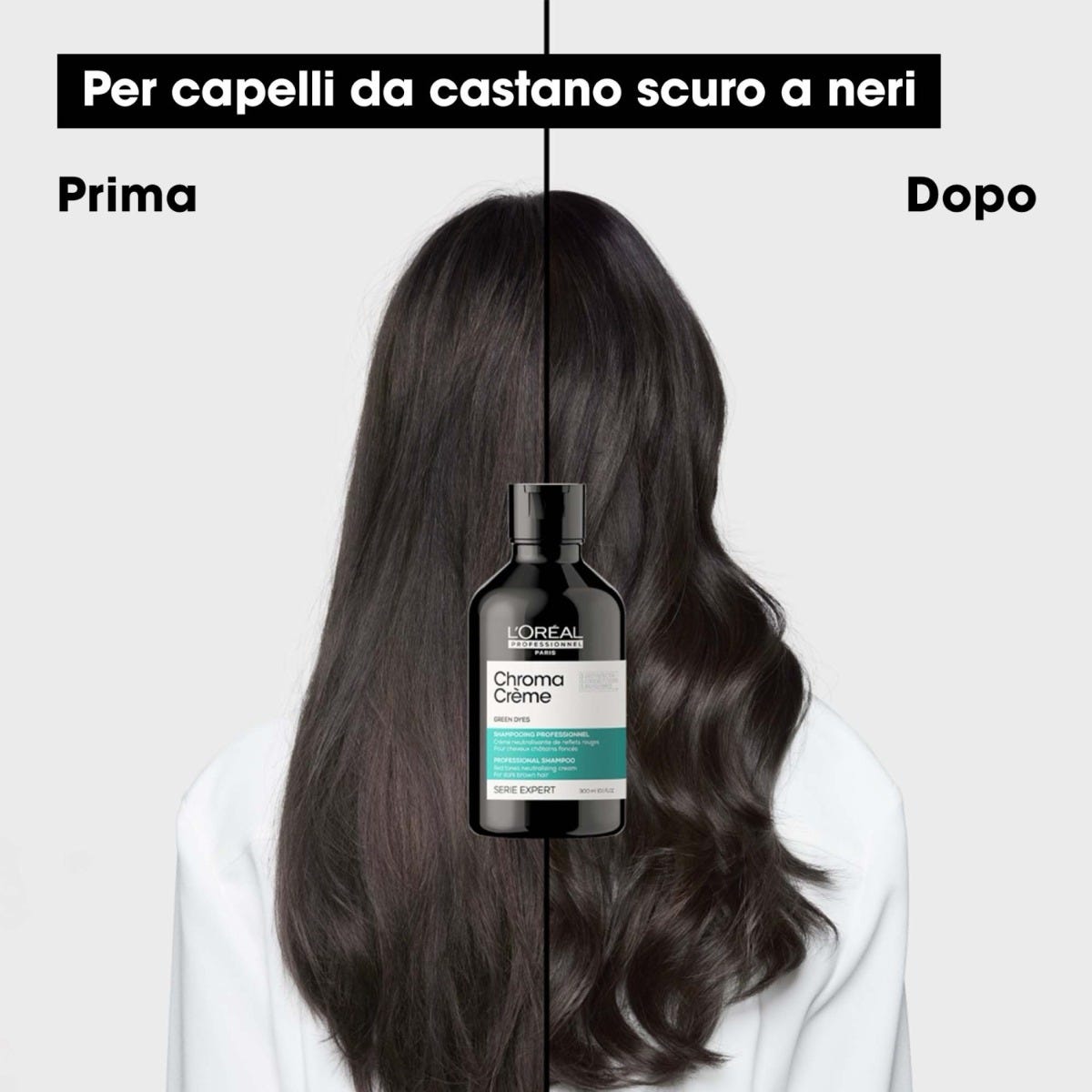 Chroma Creme - Shampoo Verde per capelli da marrone scuro a nero 300ml