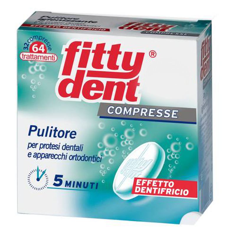 Fittydent Pulitore per protesi dentali e apparecchi ortodontici 32 compresse-1