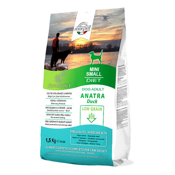 Marpet Aequilibriavet Low Grain Anatra Cibo Secco Per Cani Adulti Taglia Mini Small Sacco 1,5Kg-1
