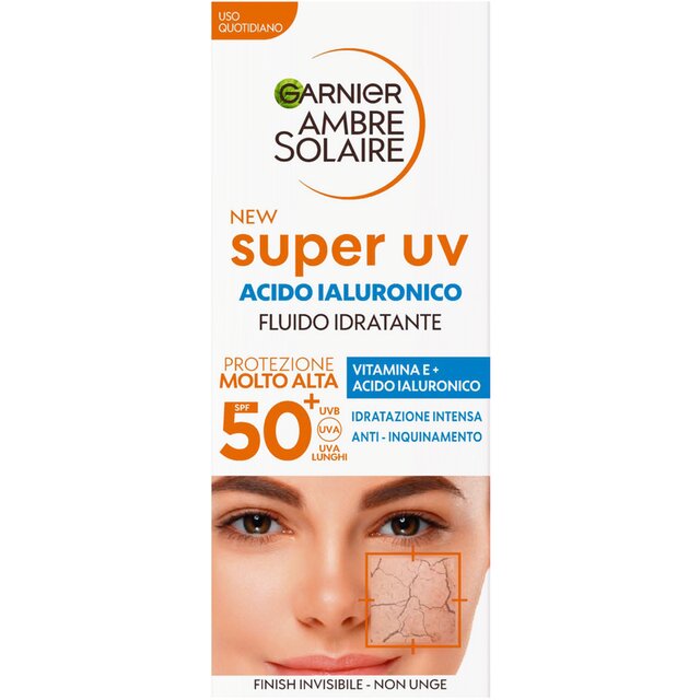 Garnier Ambre Solaire Fluido Viso Idratante Acido Ialuronico 40ml SPF50+-1