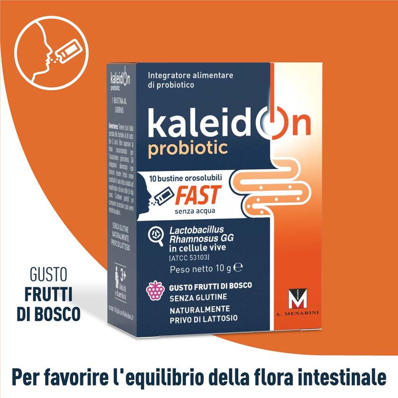 Kaleidon Probiotic Fast Ai Frutti Di Bosco Riequilibrio Della Flora Intestinale 10 Bustine da 1g-0