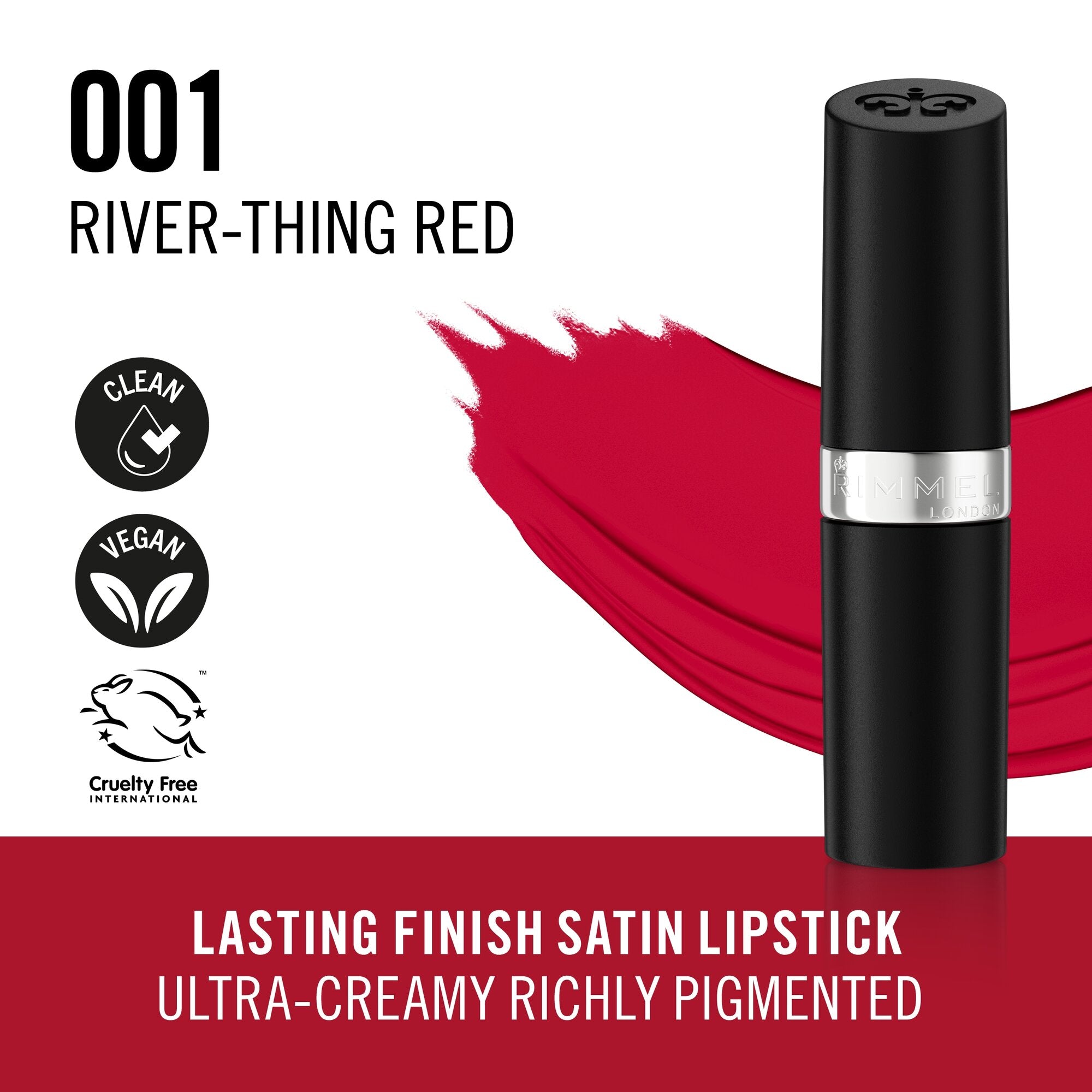 Rimmel Lasting Finish 001 River-Ting Red Rossetto Satinato 4g-3