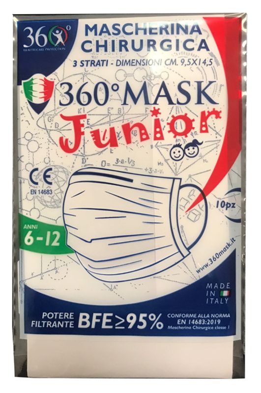 Mascherina Chirurgica 360 Mask Junior 6-12 Anni Colore Rosa 10 Pezzi-1
