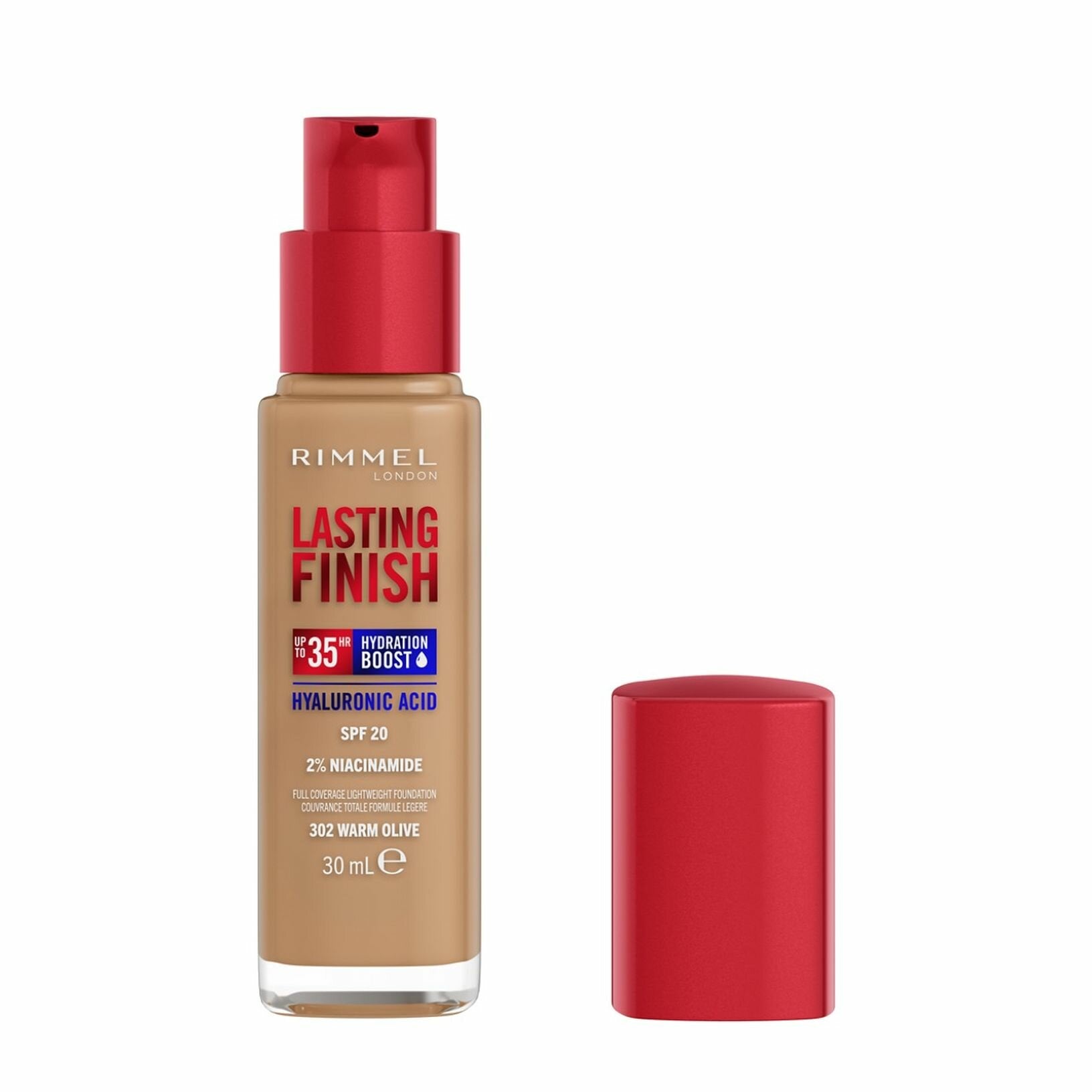 Rimmel Fondotinta Lasting Finish 35h Con Acido Ialuronico 302 Warm Olive 30ml-2