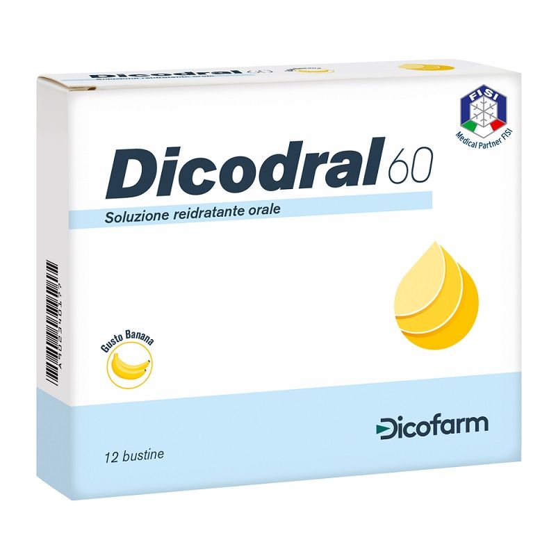 Dicodral 60 soluzione reidratante orale gusto banana 12 bustine-0