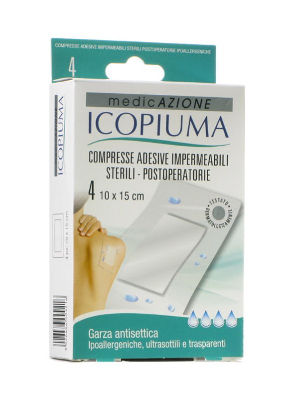 Icopiuma compresse adesive impermeabili sterili post-operatorie 10x15 cm 4 pz-1