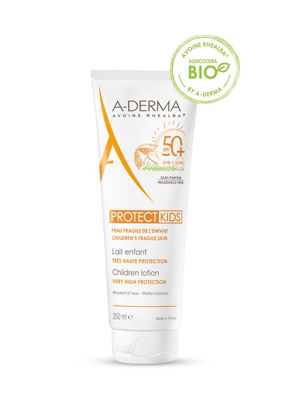 A-Derma Protect Latte solare viso e corpo protezione molto alta SPF50+ per pelle fragile del bambino-0