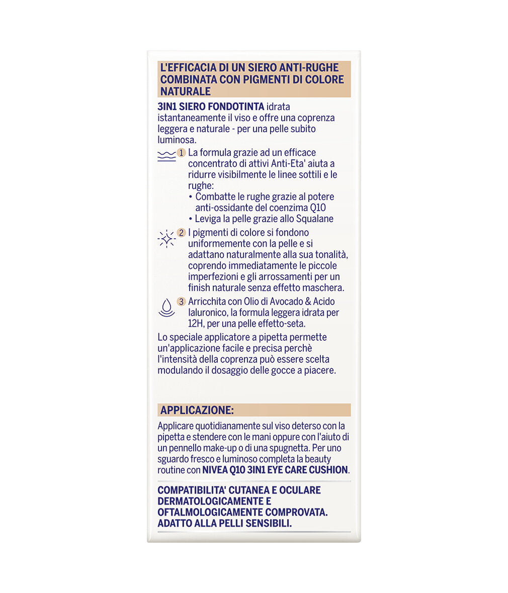 Nivea Face Q10 Power Antirughe 3In1 Siero Fondotinta Light/Medium 30ml-3