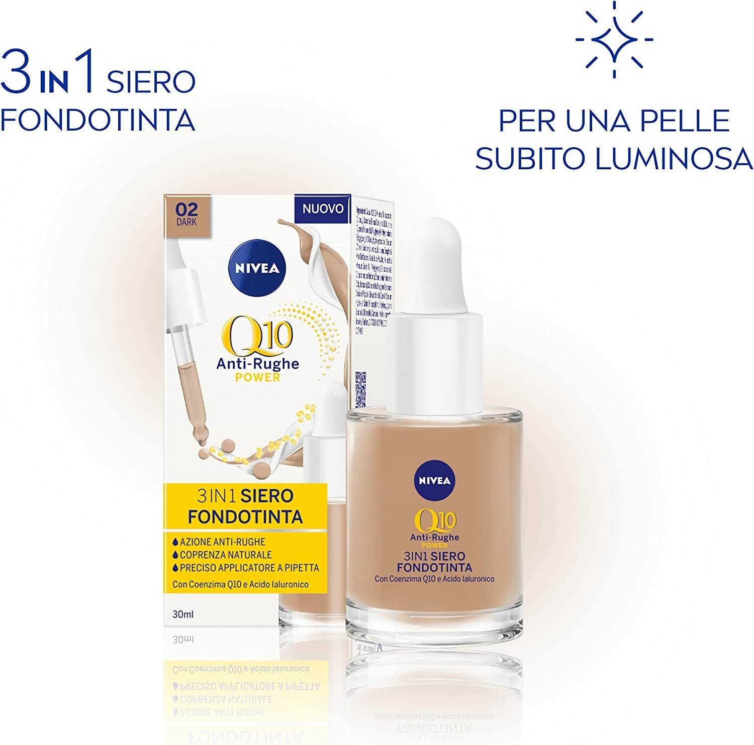 Nivea Face Q10 Antirughe Power 3In1 Siero Fondotinta Dark 30ml-4