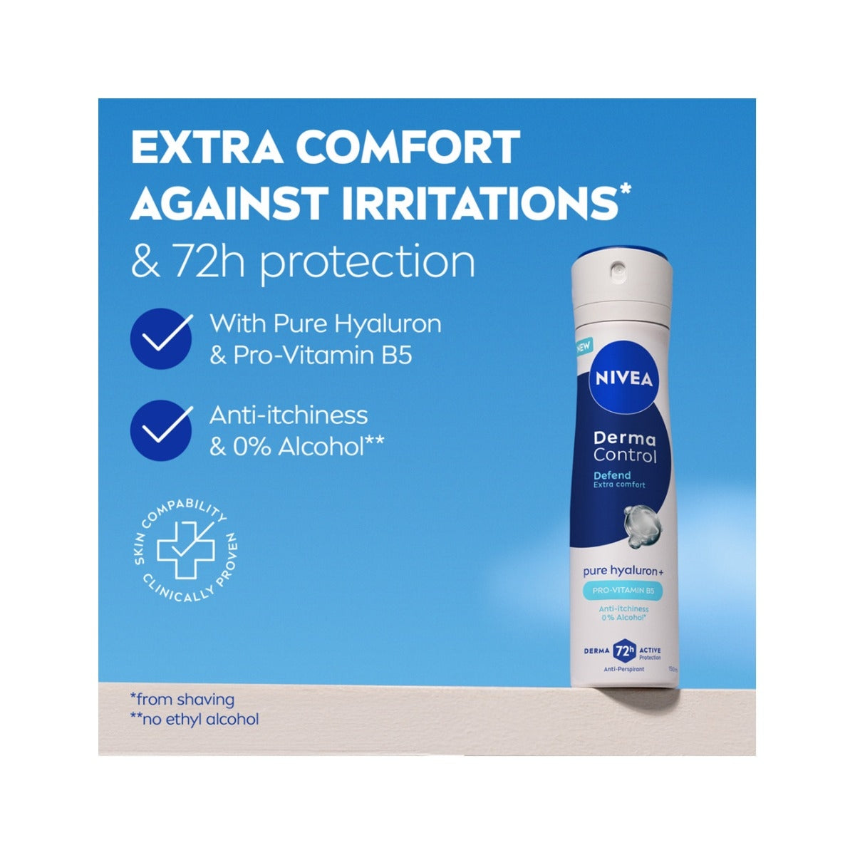 Nivea Derma Control Defend Extra Comfort Deodorante Antitraspirante Spray 72H 150ml-3