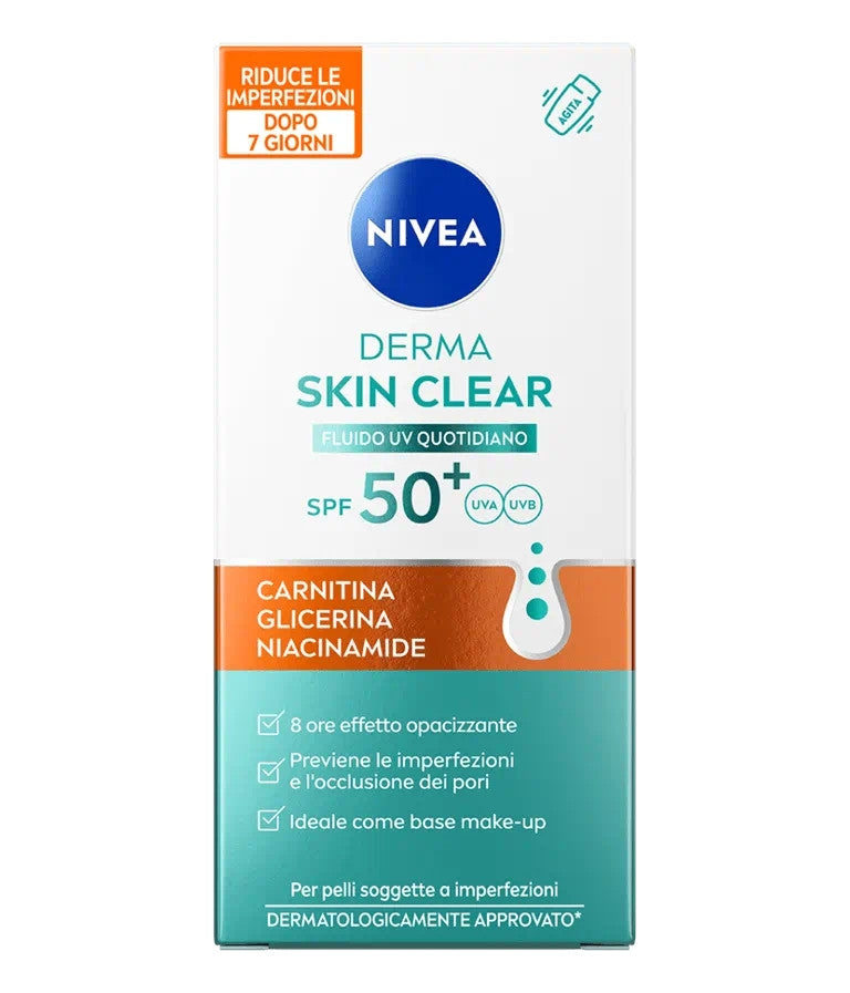Nivea Derma Skin Clear Fluido Uv Quotidiano SPF50+ Opacizzante Viso 40ml-1