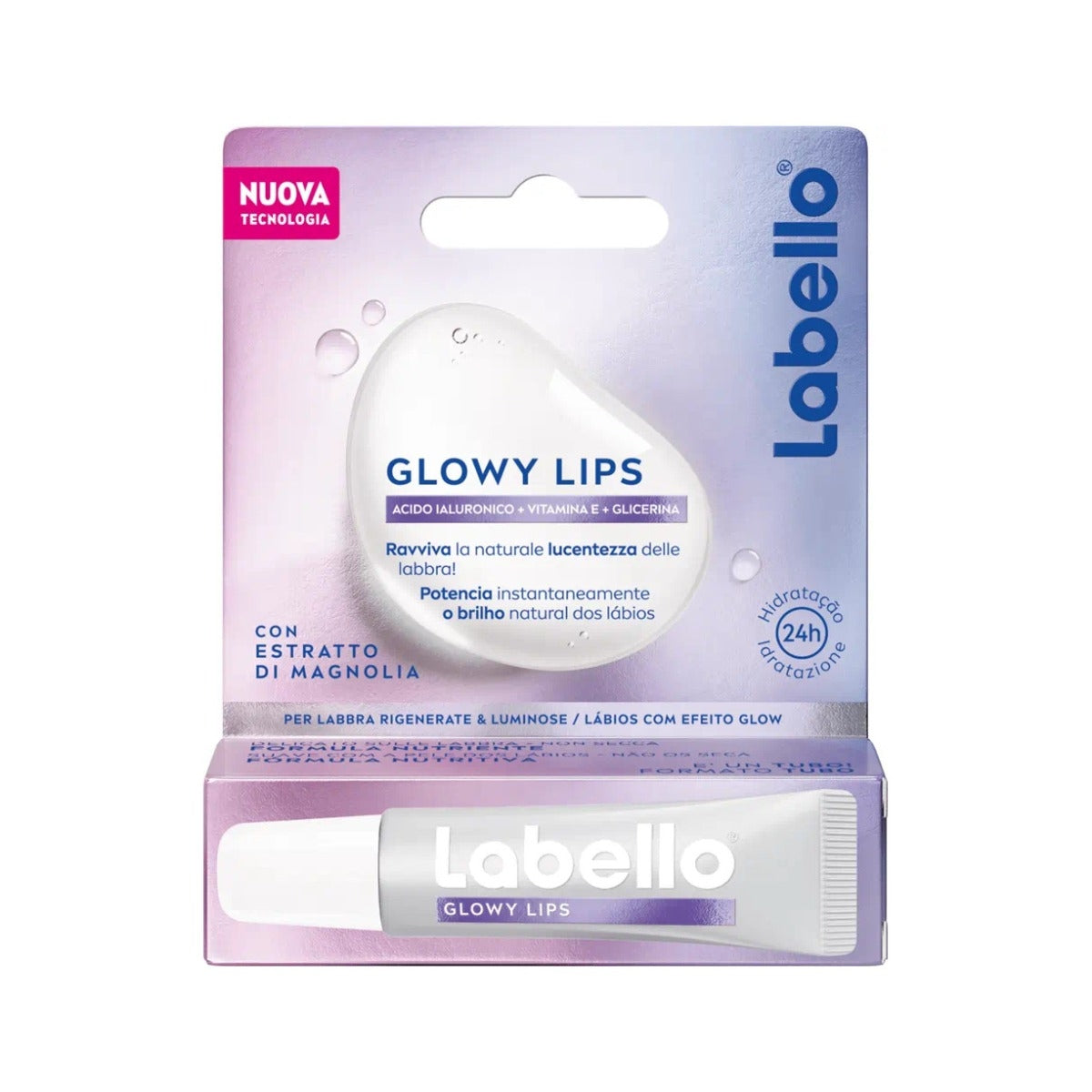 Labello Glowy Lips Per Labbra Secche Ultra-Idratante Acido Ialuronico + Vitamina E + Glicerina 10ml-1