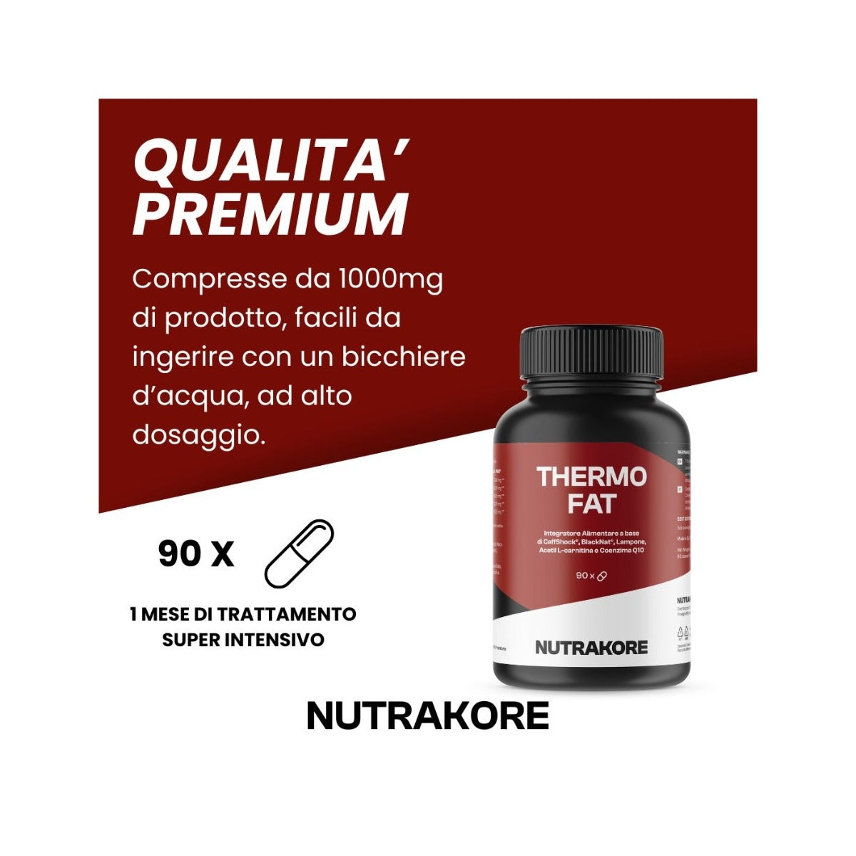 Nutrakore Thermofat Brucia grassi Con tecnologia CaffShock e BlackNat 90 Compresse-5