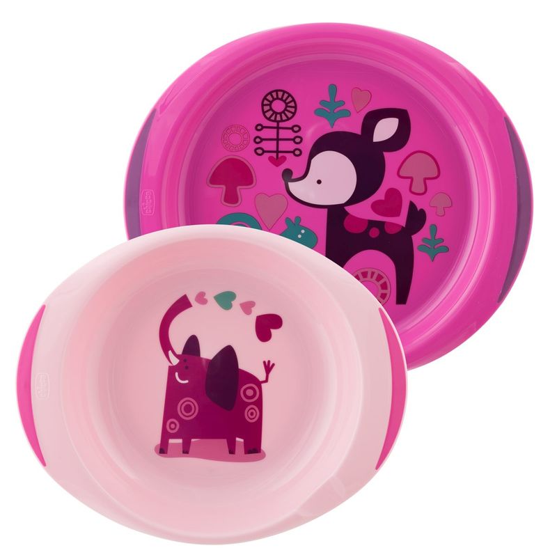 Chicco Set di Piatti 12+ mesi 1 piatto fondo+1 piatto colore Rosa-1