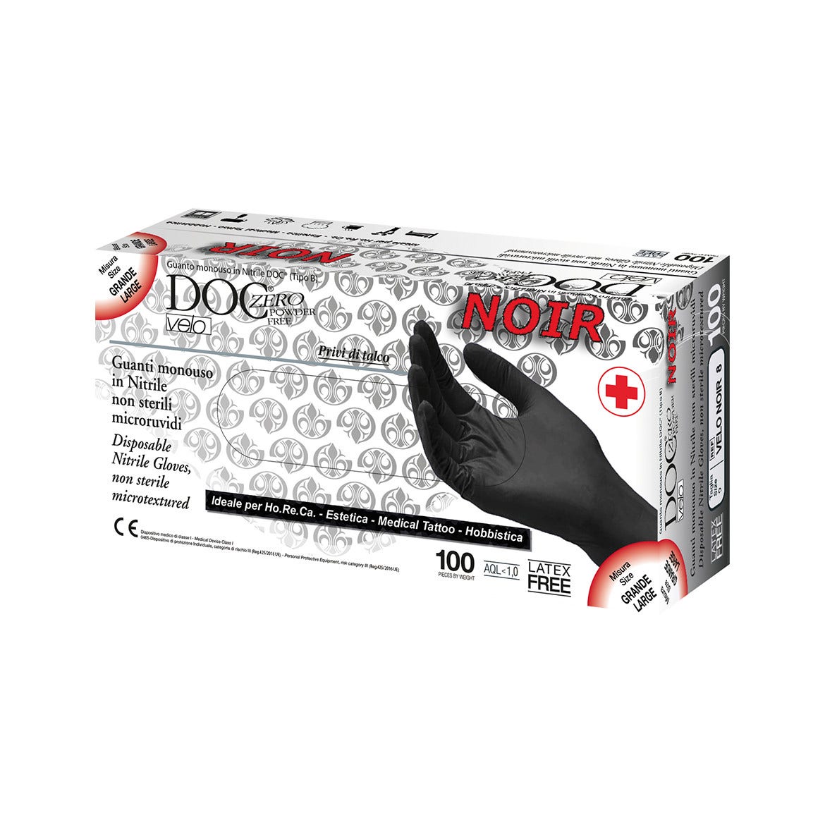 Guanto Nitrile Non Sterile Superficie Microruvida No Talco Colore Nero Taglia XLarge 100 Pezzi-1