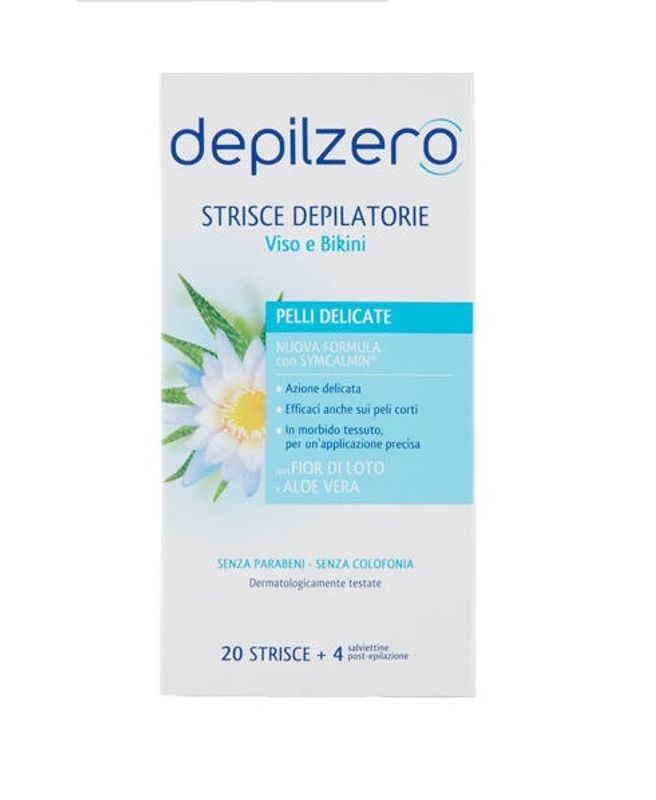 Depilzero Strisce Depilatorie viso e bikini 20 strisce +4 salviettine post-epilazione-1