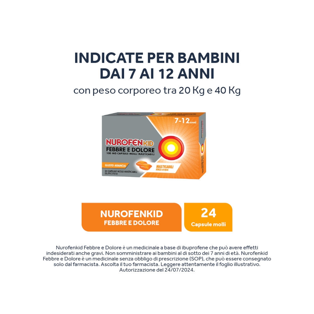 Nurofenkid Febbre e Dolore Ibuprofene 24 capsule molli masticabili-9