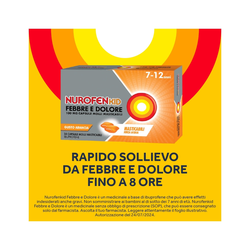 Nurofenkid Febbre e Dolore Ibuprofene 24 capsule molli masticabili-11