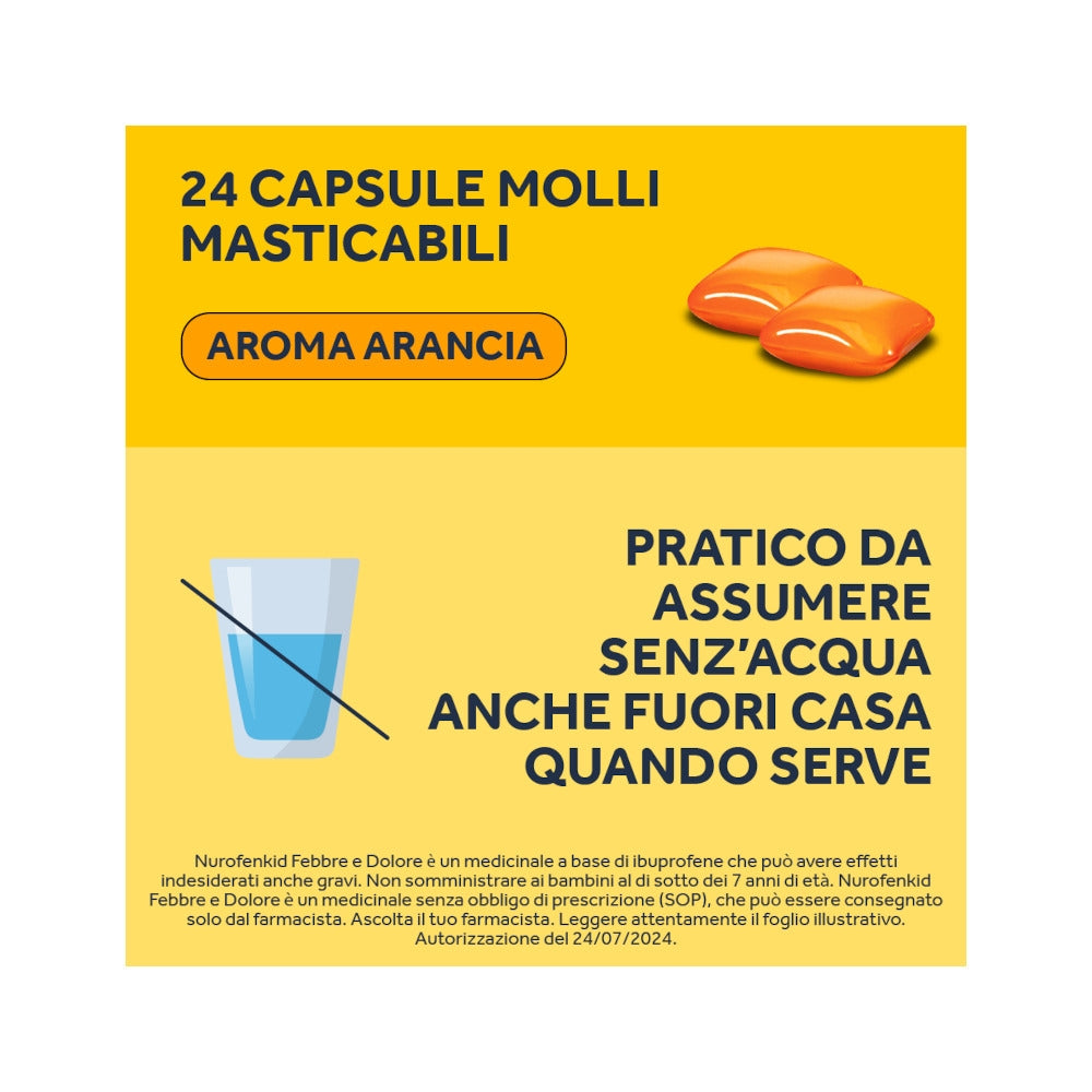 Nurofenkid Febbre e Dolore Ibuprofene 24 capsule molli masticabili-15